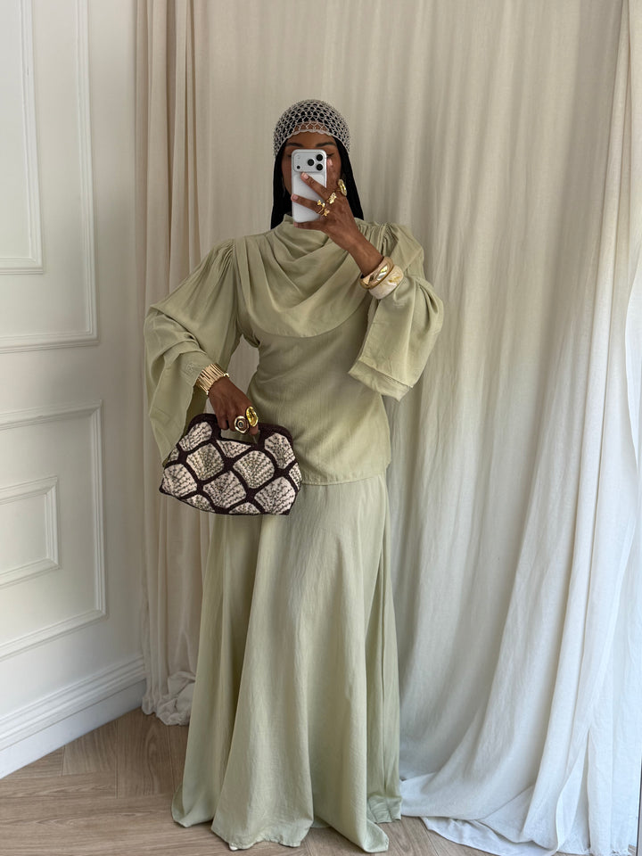 ENSEMBLE HANNA VERT AMANDE