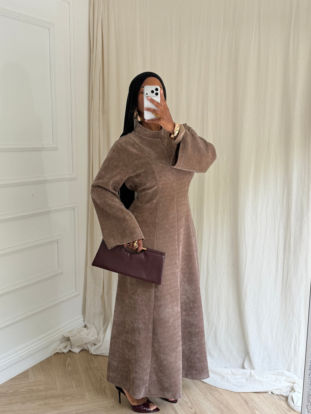 ROBE STYLE VELOURS TAUPE