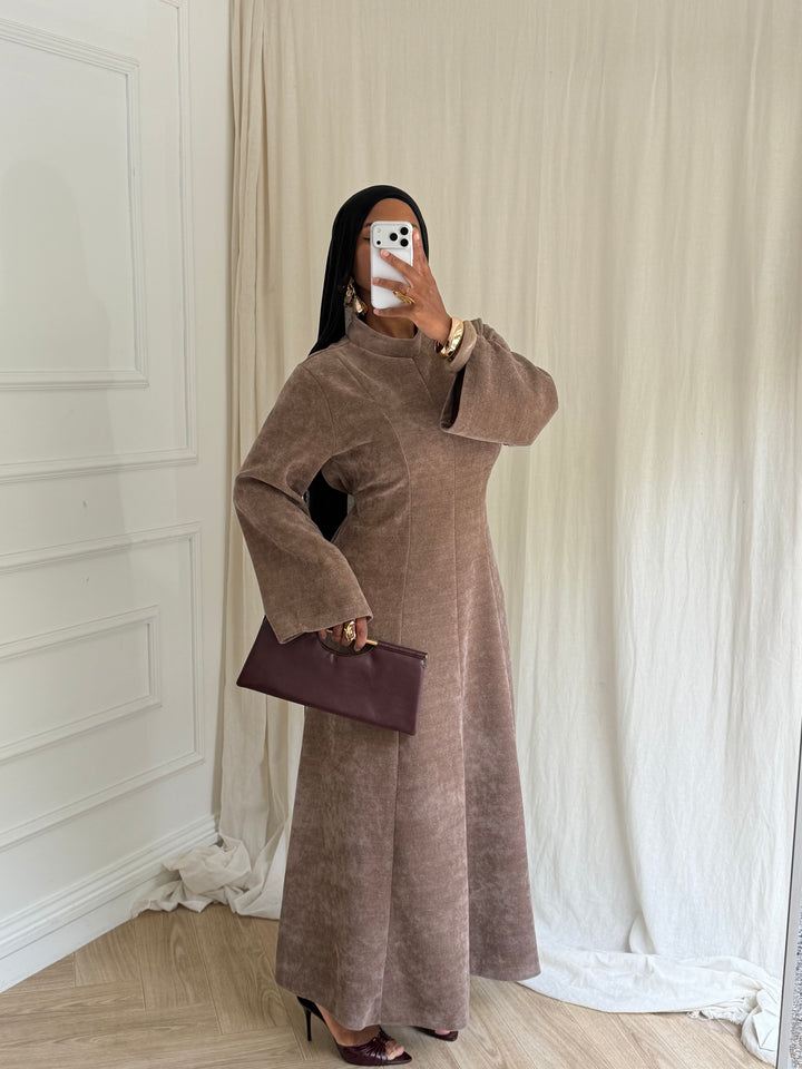 ROBE STYLE VELOURS TAUPE