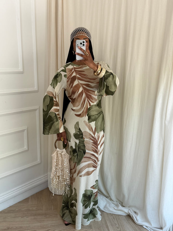 MAXI ROBE IMPRIMÉ SUMMER KAKI