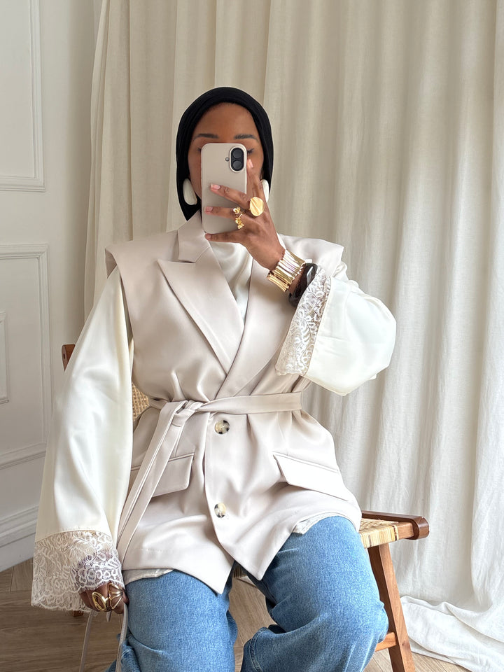BLAZER PREMIUM SANS MANCHES HADA BEIGE