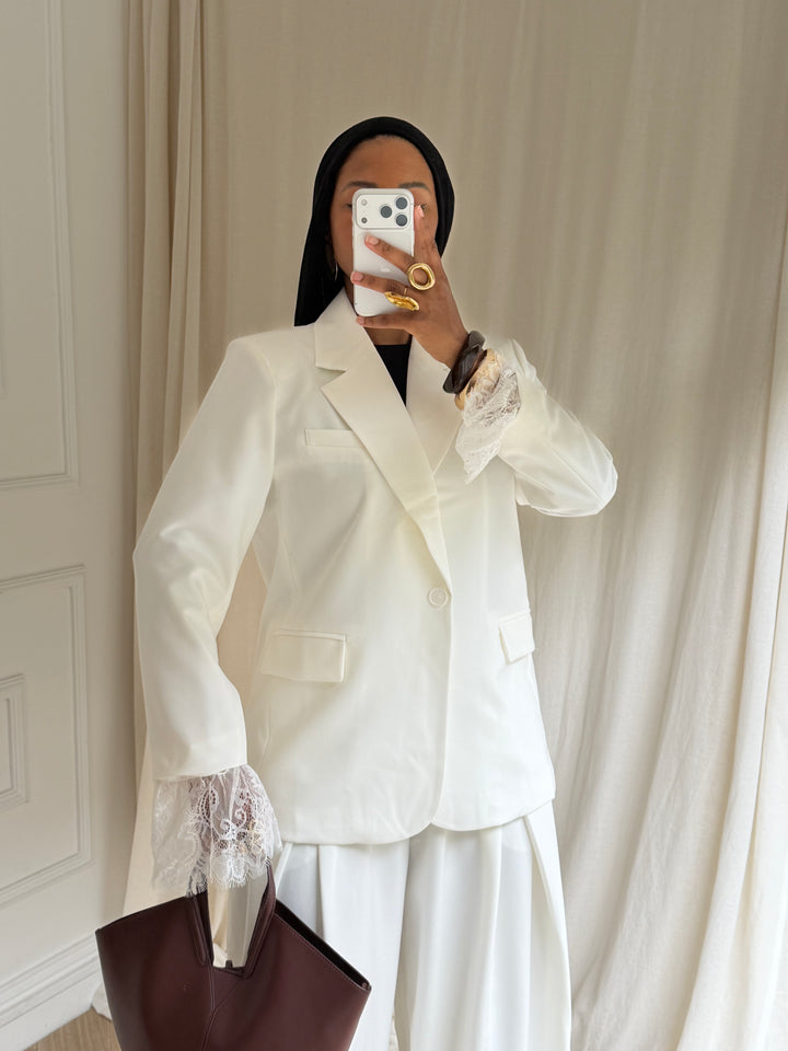 BLAZER DENTELLE BLANC