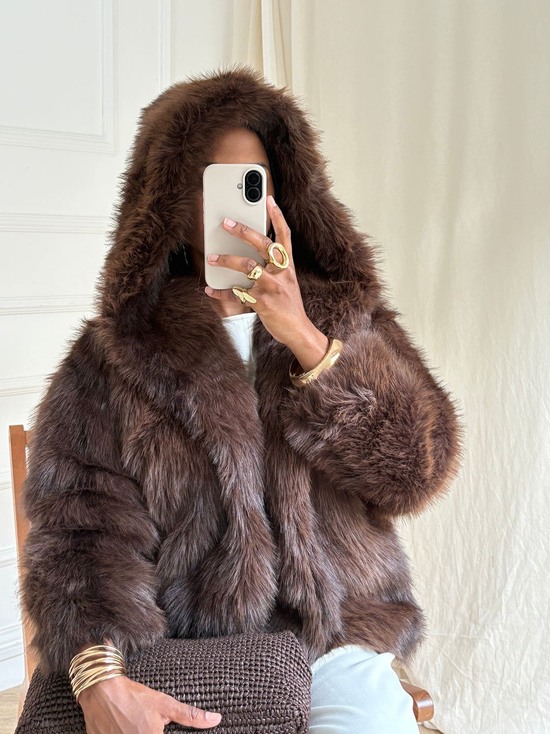 VESTE FOURRURE CHOCOLAT