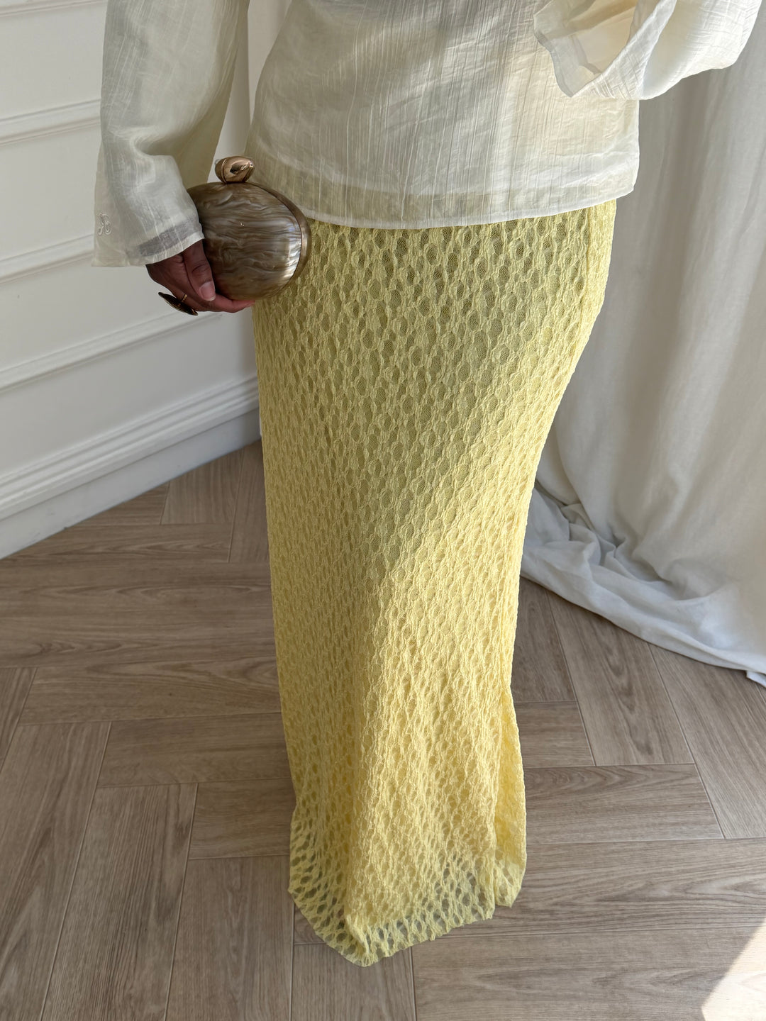 MAXI JUPE DENTELLE JAUNE