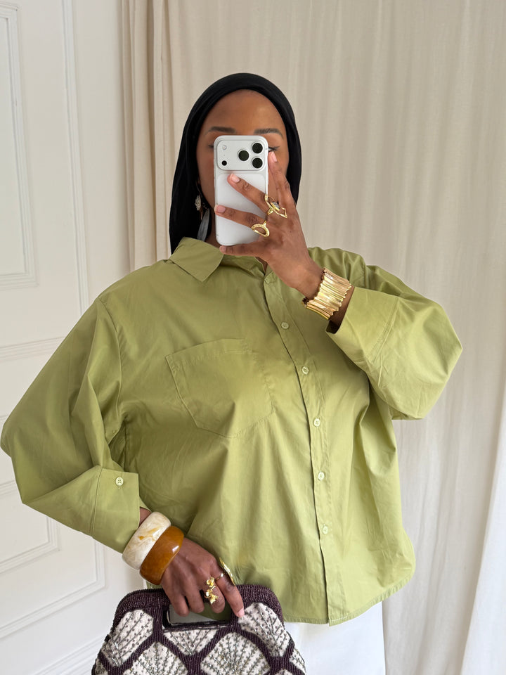 BLOUSE OVERSIZE COTON OLIVE