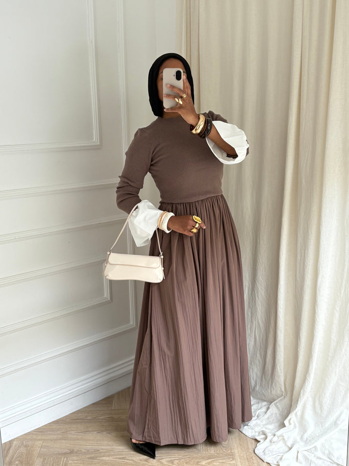 ROBE BI MATIÈRE TAUPE
