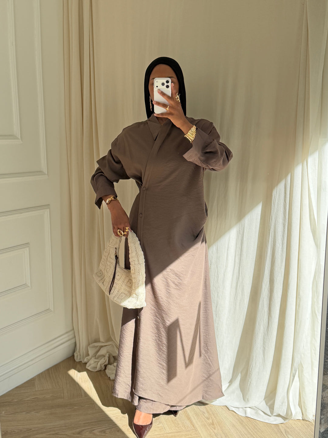 ROBE CHEMISE TAUPE
