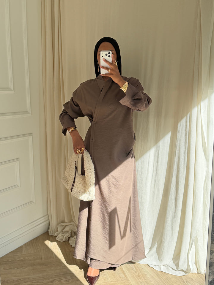 ROBE CHEMISE TAUPE