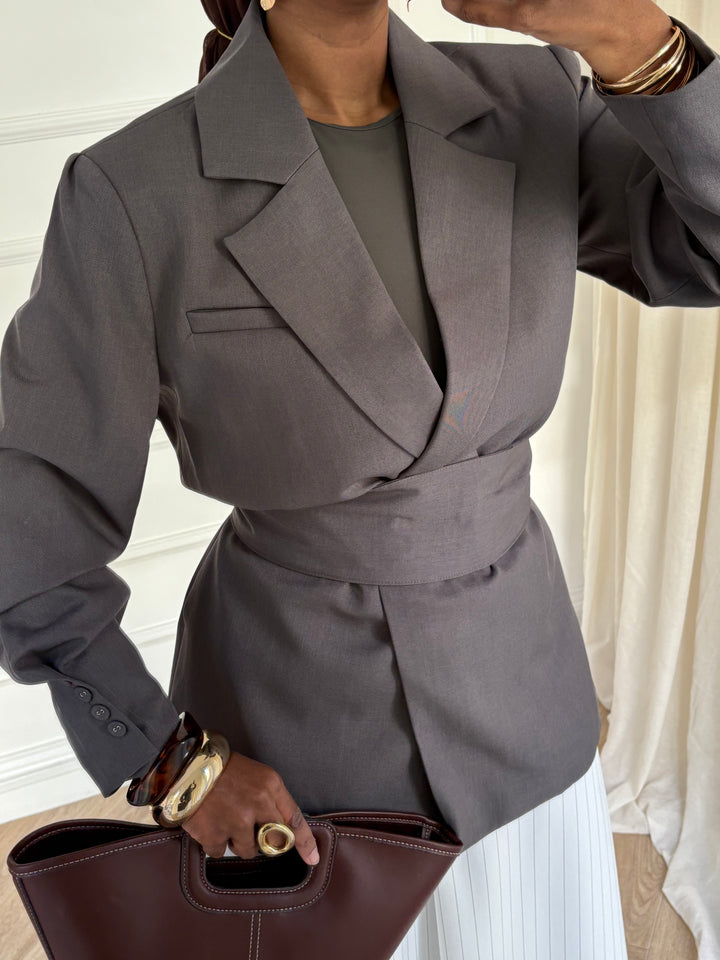BLAZER PREMIUM CEINTURE GRIS FONCÉ