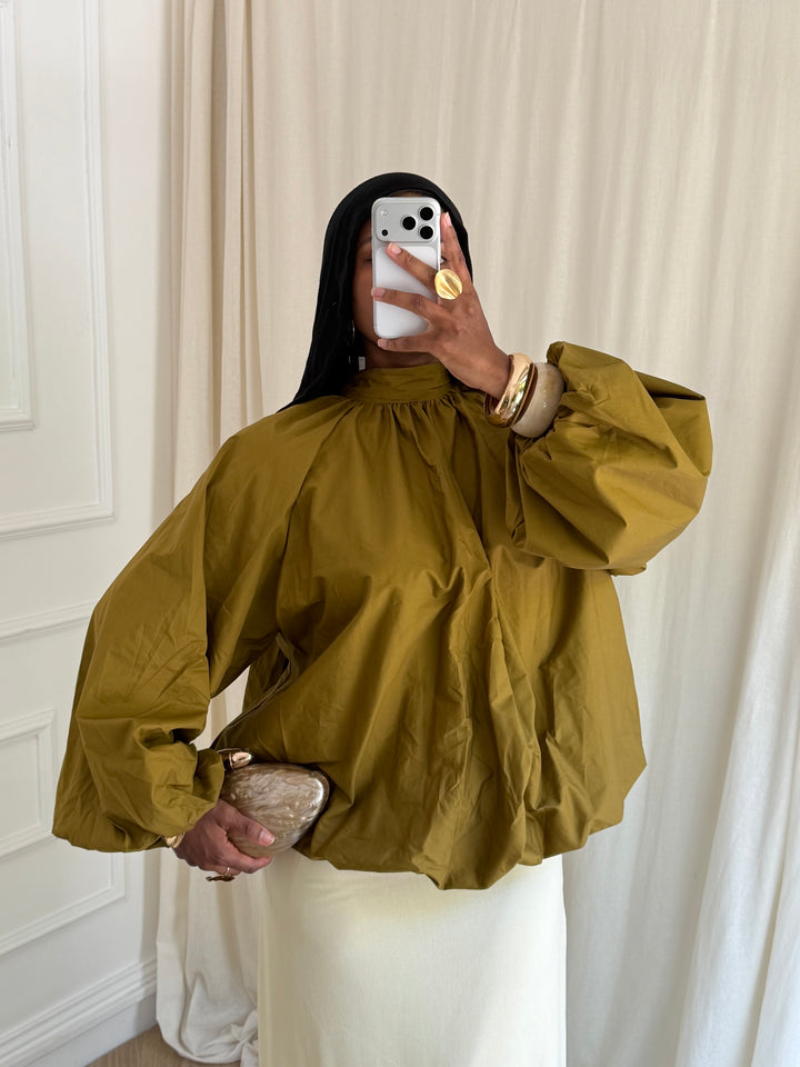 BLOUSE À COTON BOULE OLIVE