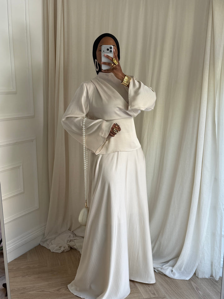 ENSEMBLE JUPE DRAPÉE BEIGE