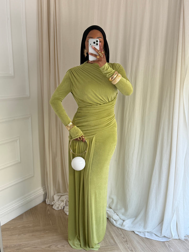 ROBE COKTAIL OLIVE
