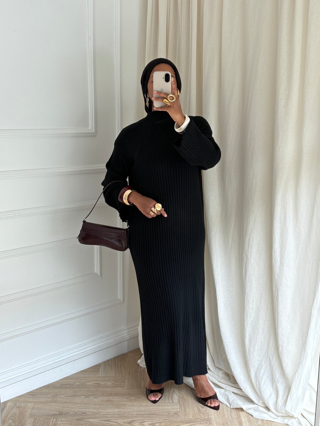 ROBE LONG EN MAILLE NOIRE