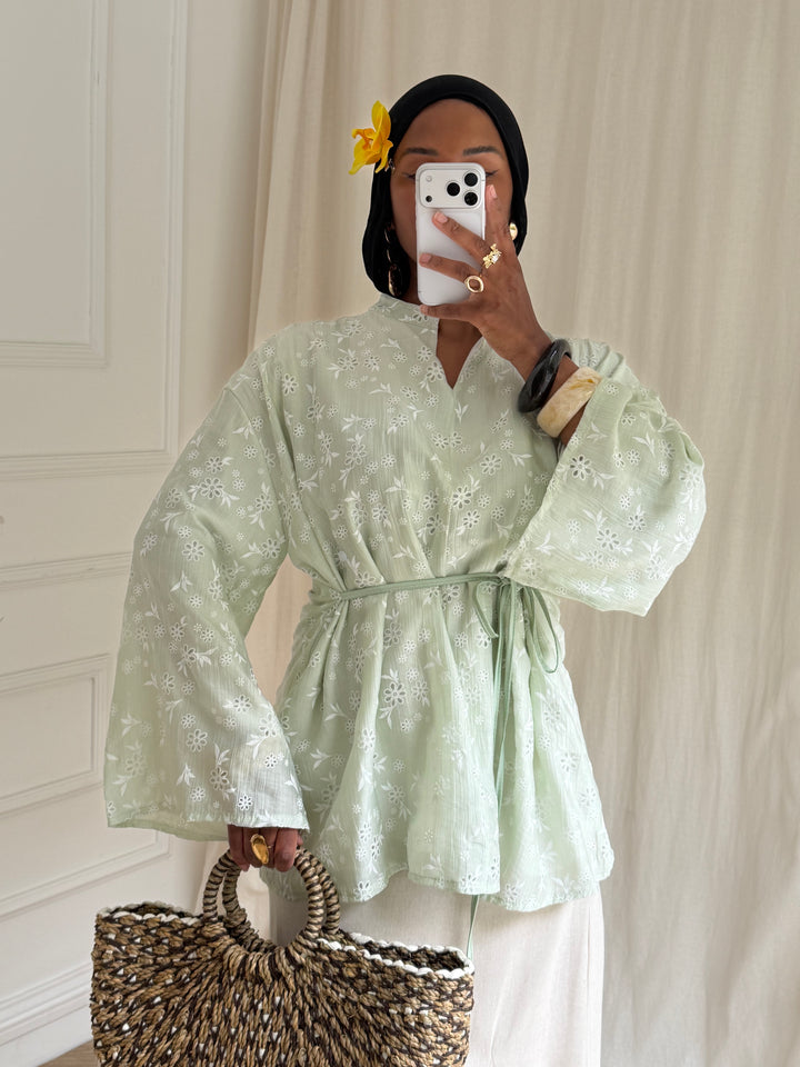BLOUSE IMPRIMÉ VERT D’EAU