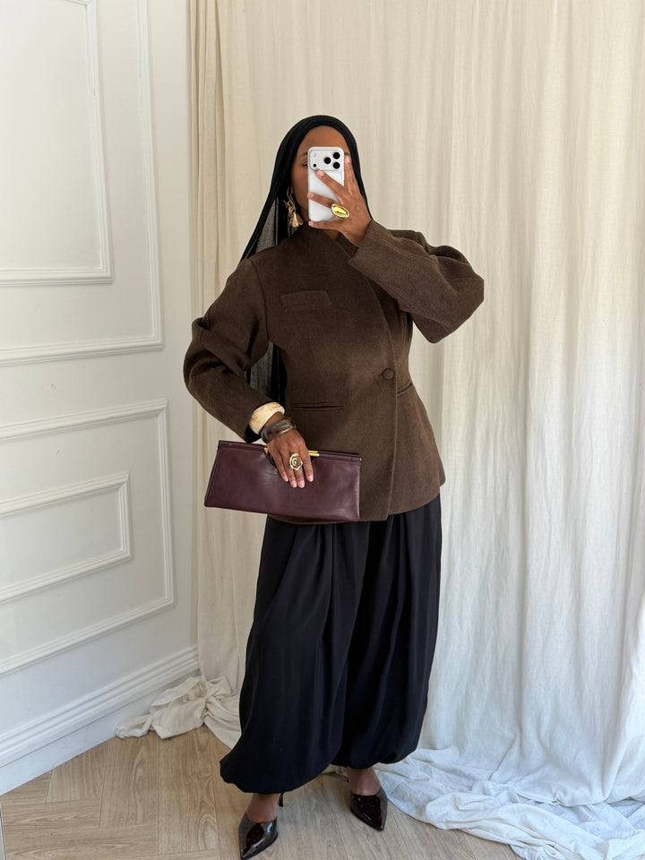 MANTEAU BLAZER PREMIUM LAINE MARRON