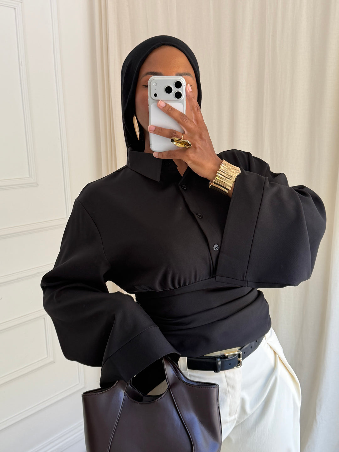 BLOUSE CINTRÉ BOUTONS NOIRE