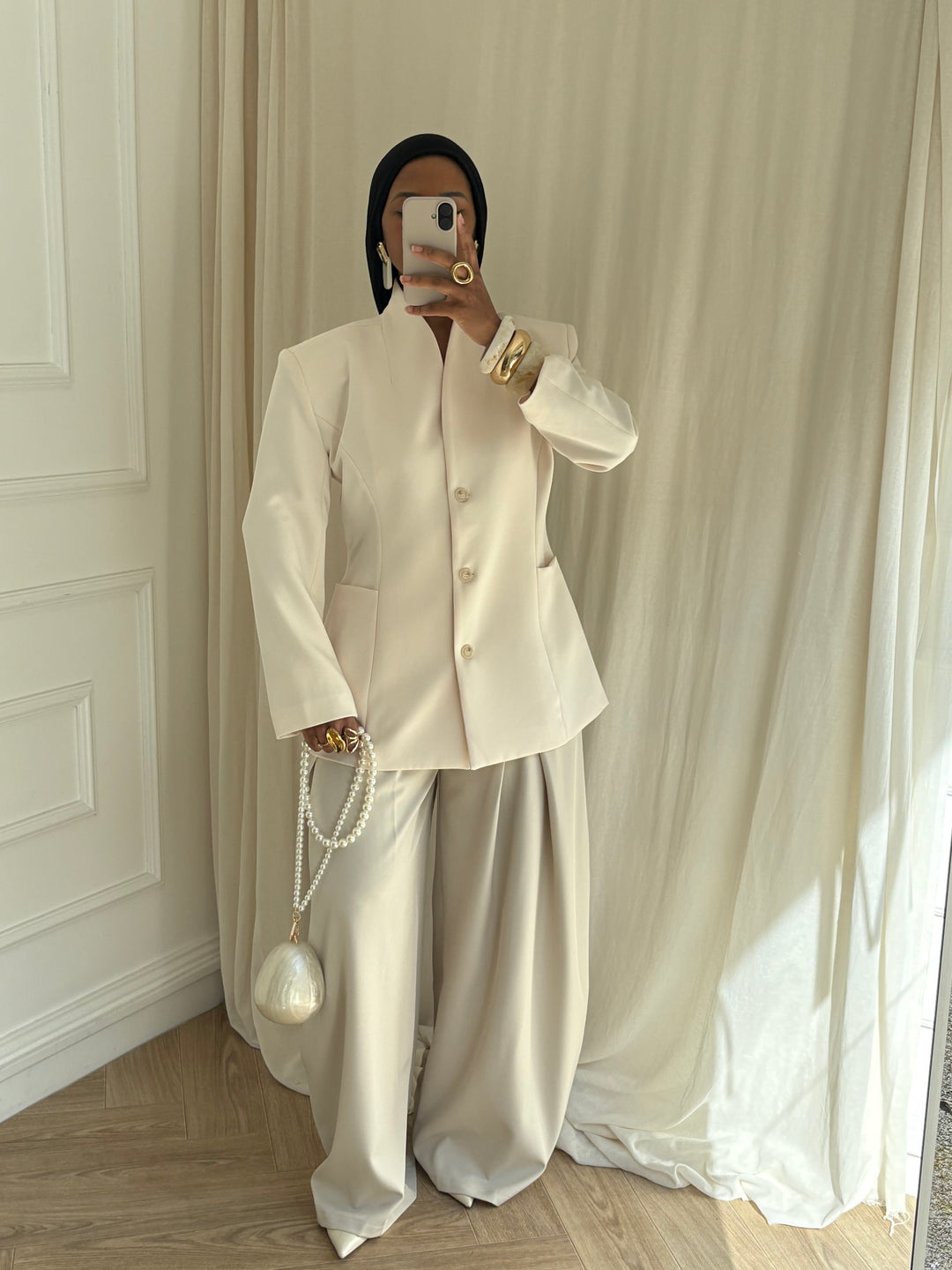 BLAZER CINTRÉ BOUTONS BEIGE CLAIR