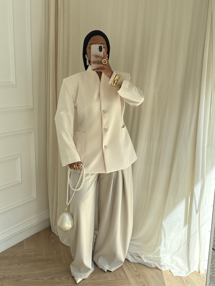 BLAZER CINTRÉ BOUTONS BEIGE CLAIR