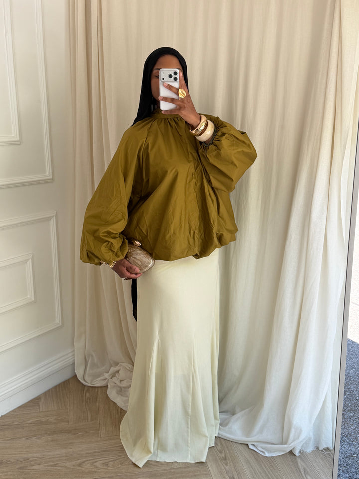 BLOUSE À COTON BOULE OLIVE