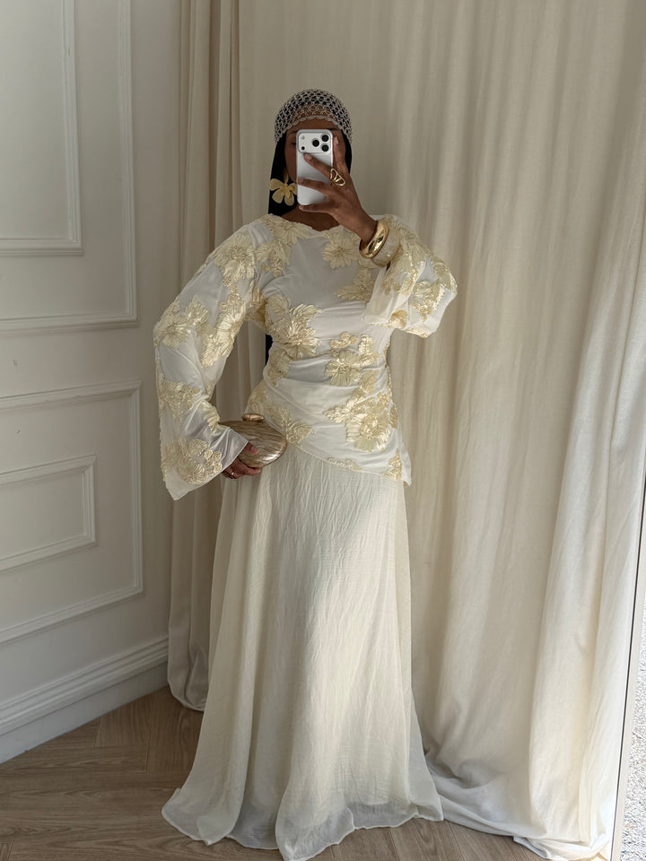 BLOUSE YASMEEN BLANCHE et OR