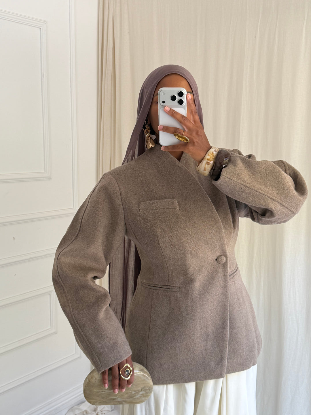 MANTEAU BLAZER PREMIUM LAINE TAUPE