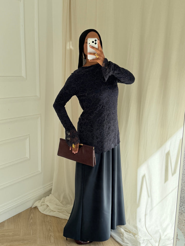 ENSEMBLE DENTELLE YURI BLEU MARINE