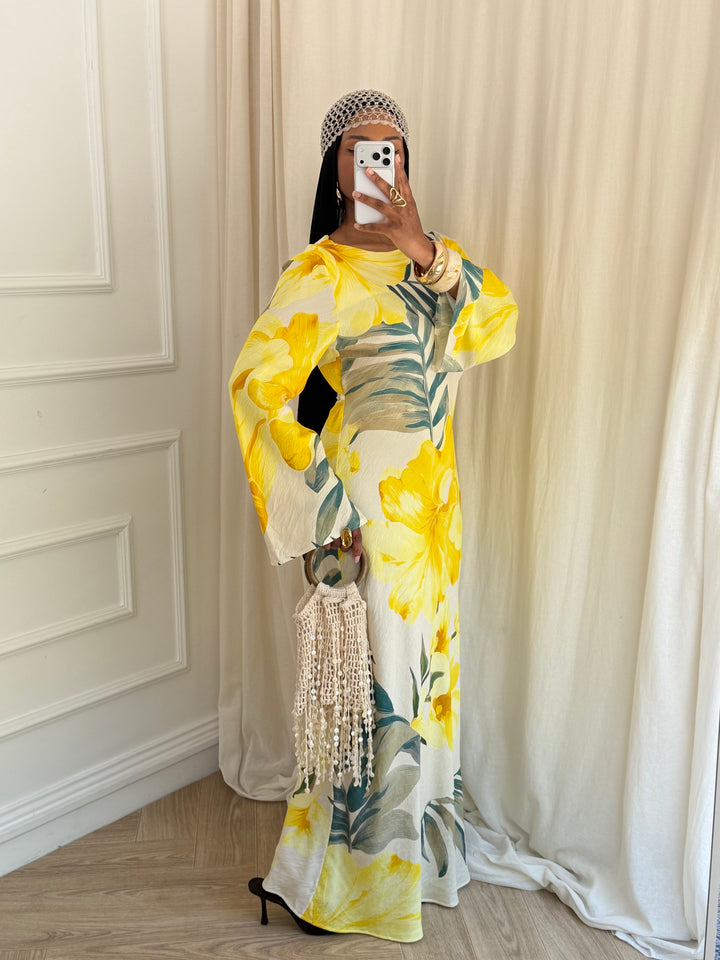 MAXI ROBE IMPRIMÉ SUMMER JAUNE