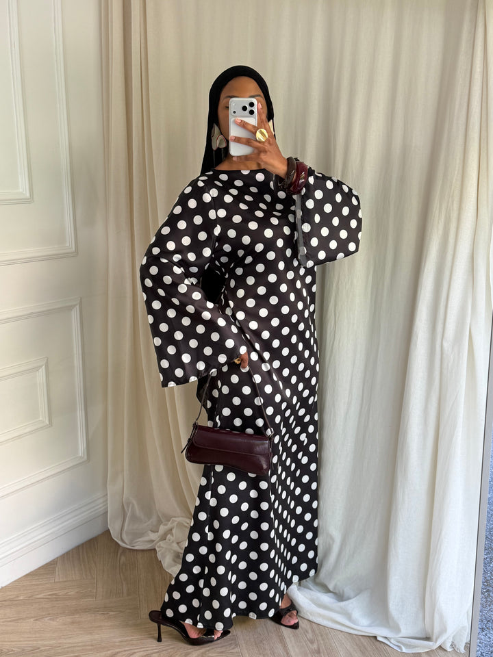 ROBE À GRAND POIS NOIRE