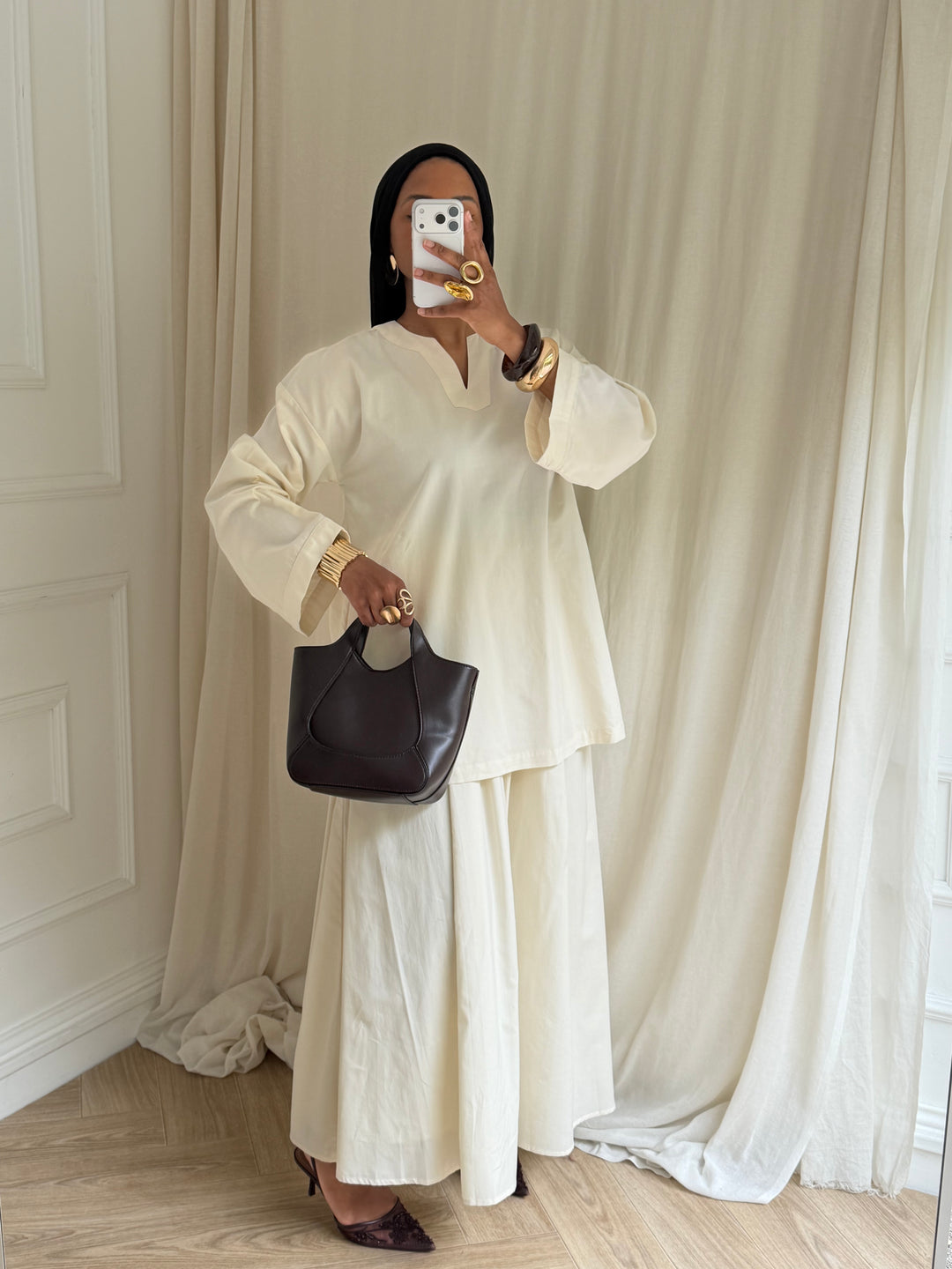 ENSEMBLE JUPE RIM BEIGE