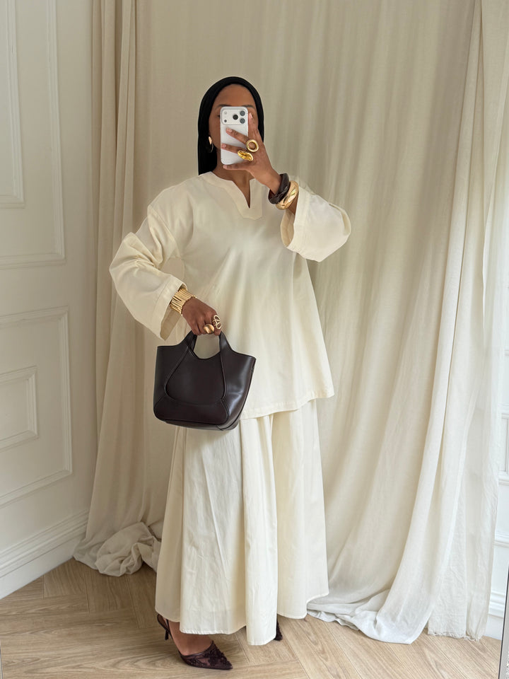 ENSEMBLE JUPE RIM BEIGE