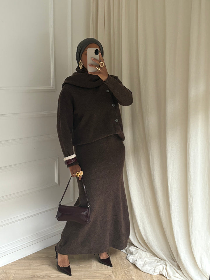 Ensemble Jupe Longue &amp; Pull avec Écharpe – Premium