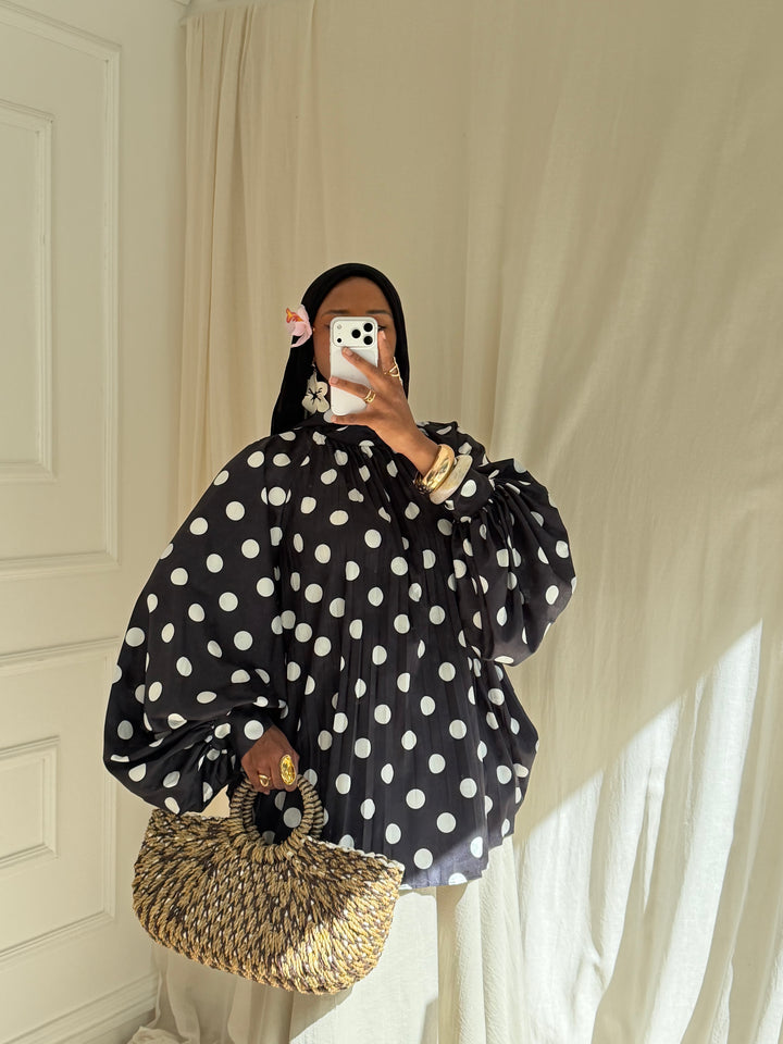 BLOUSE PLISSÉE PEAS NOIRE