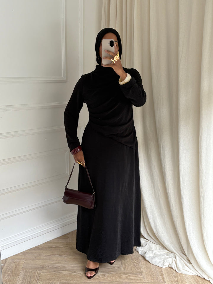 MAXI DRESS DRAPÉE PREMIUM NOIRE