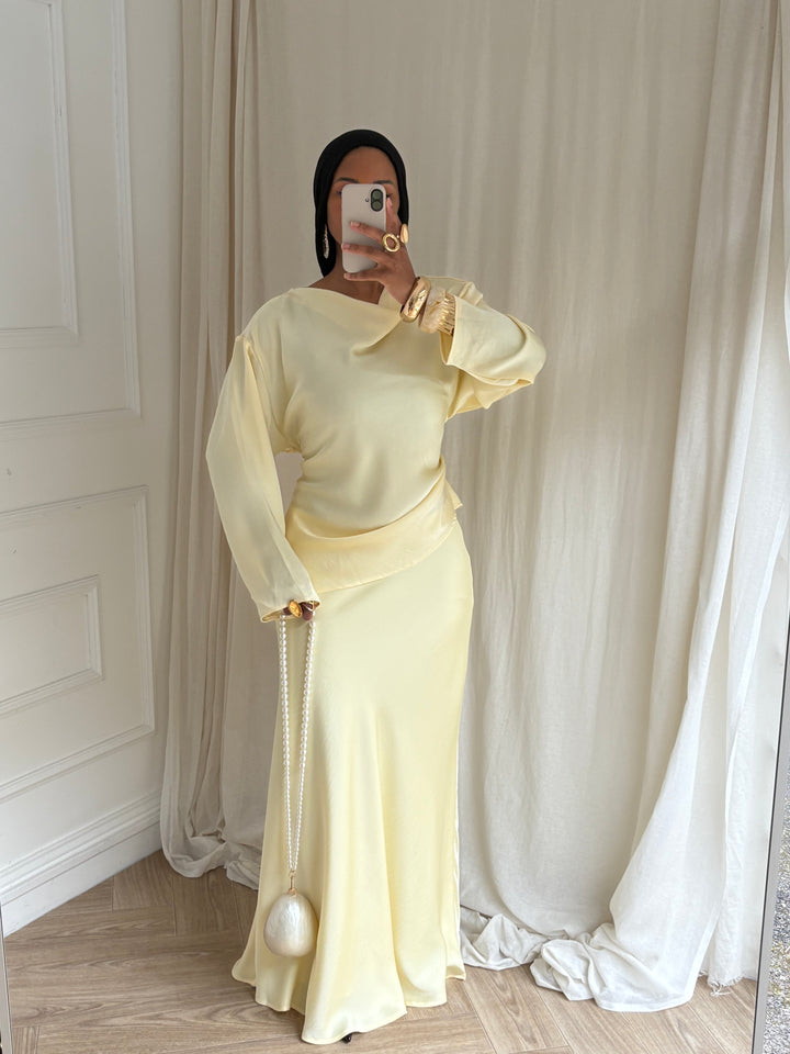 SET JUPE SATIN JAUNE