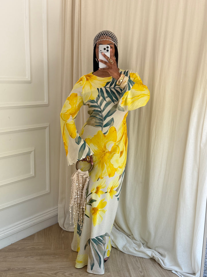 MAXI ROBE IMPRIMÉ SUMMER JAUNE