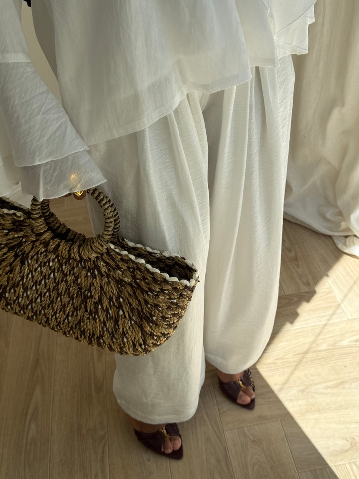 PANTALON LARGE BASIC BLANC