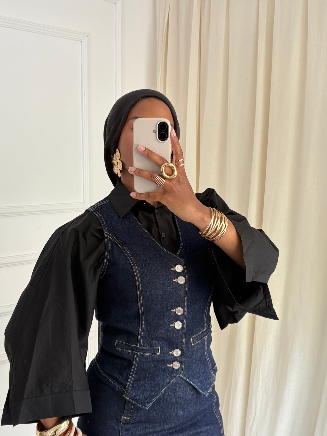 LA VESTE DENIM SANS MANCHES