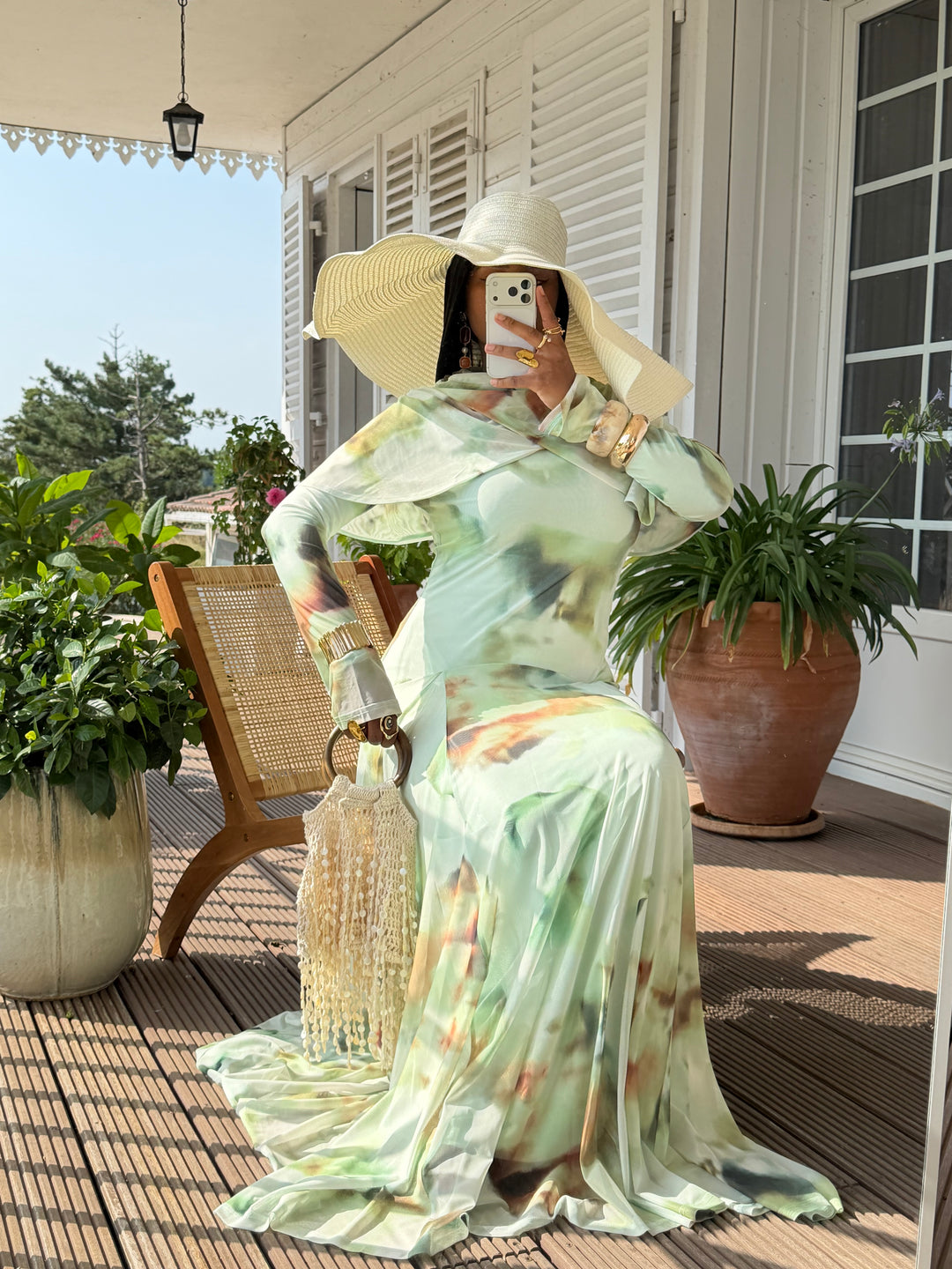 ROBE IMPRIMÉE DRAPÉE LUXE VERT
