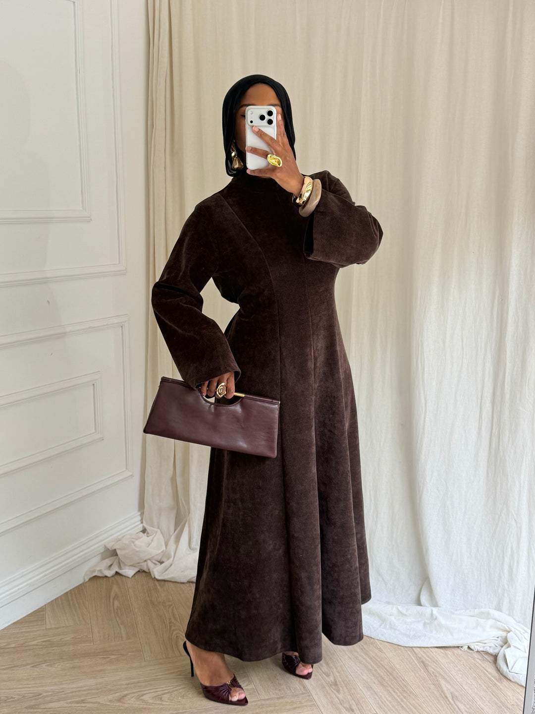 ROBE STYLE VELOURS MARRON