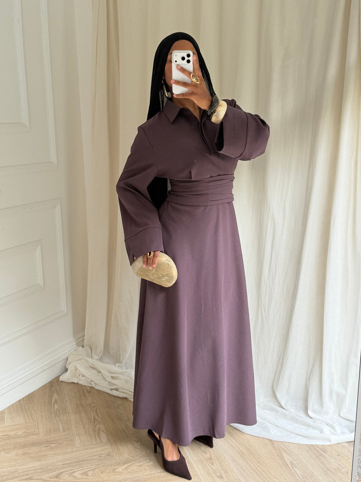 ROBE AVEC CEINTURE PLUM