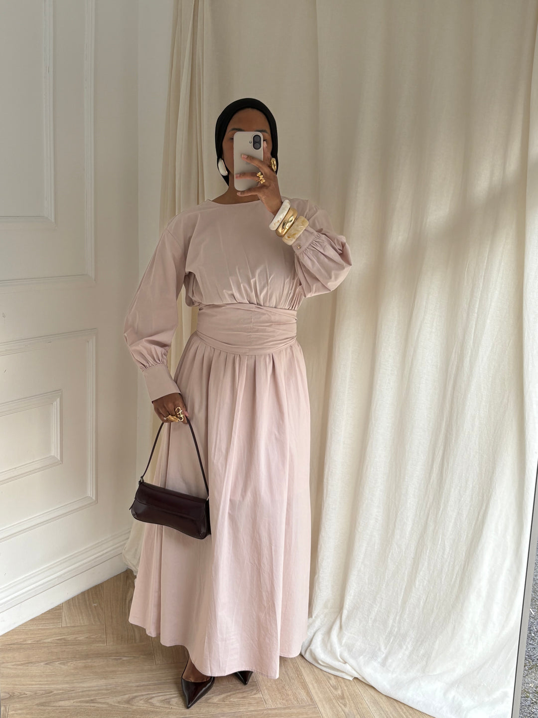 ROBE COTON A NOUER ROSE POUDRÉ