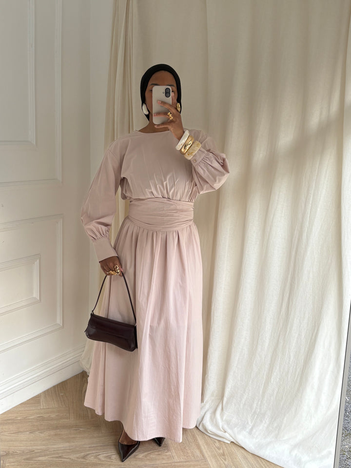 ROBE COTON A NOUER ROSE POUDRÉ