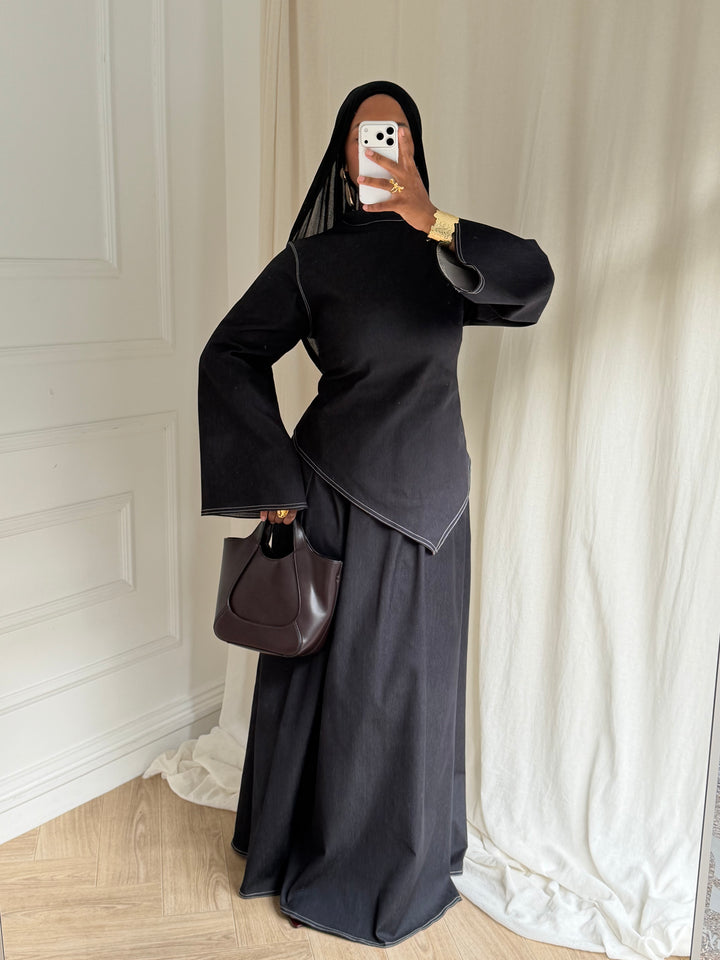 SET JUPE STYLE JEAN NOIR