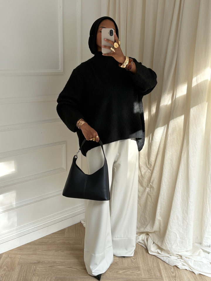 PULL COL MONTANT NOIR