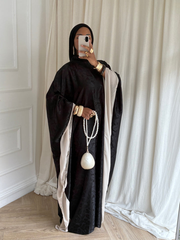 ABAYA SATIN ORIENT NOIRE