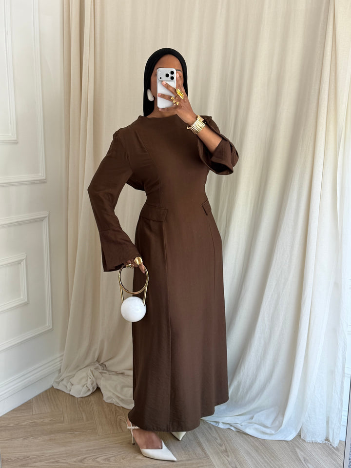 ROBE BELLA PRINTEMPS MARRON