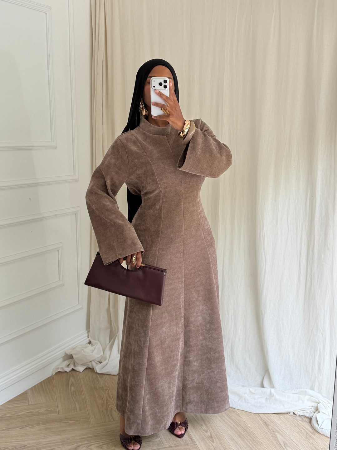 ROBE STYLE VELOURS TAUPE