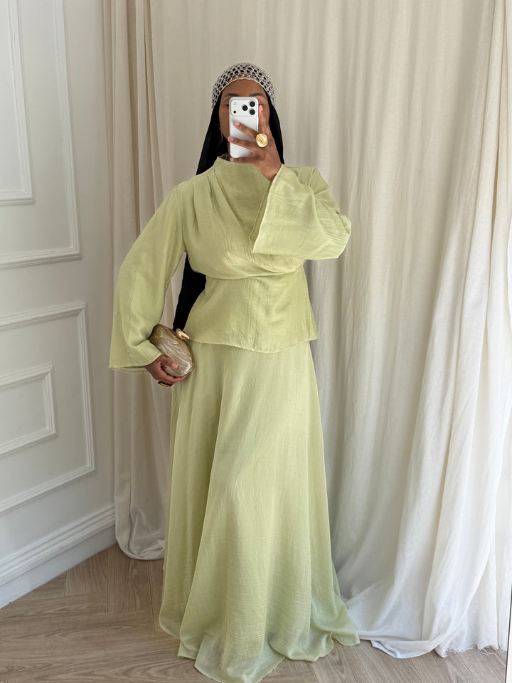 ENSEMBLE JUPE GLORIA VERT POMME