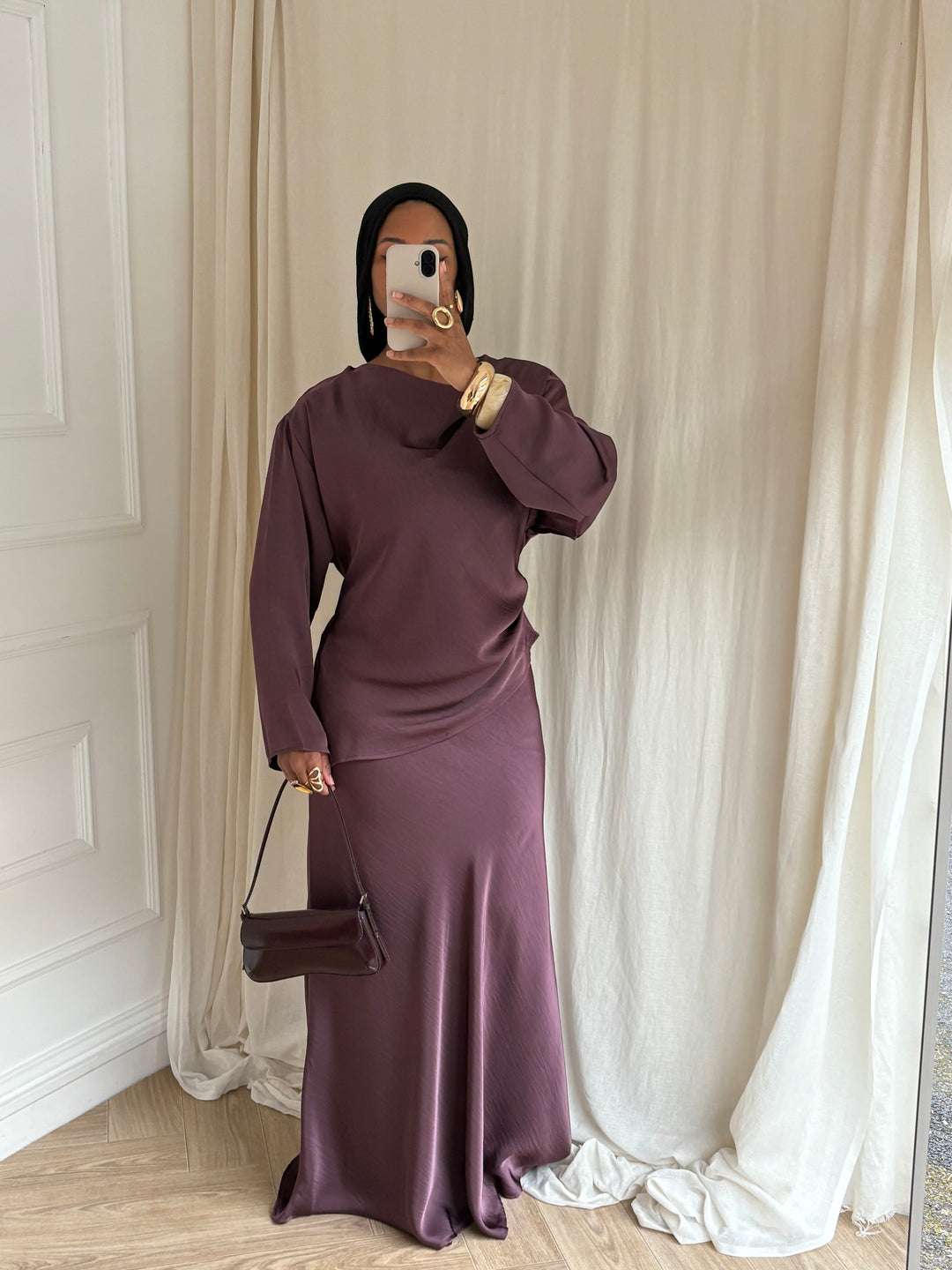 SET JUPE SATIN PRUNE