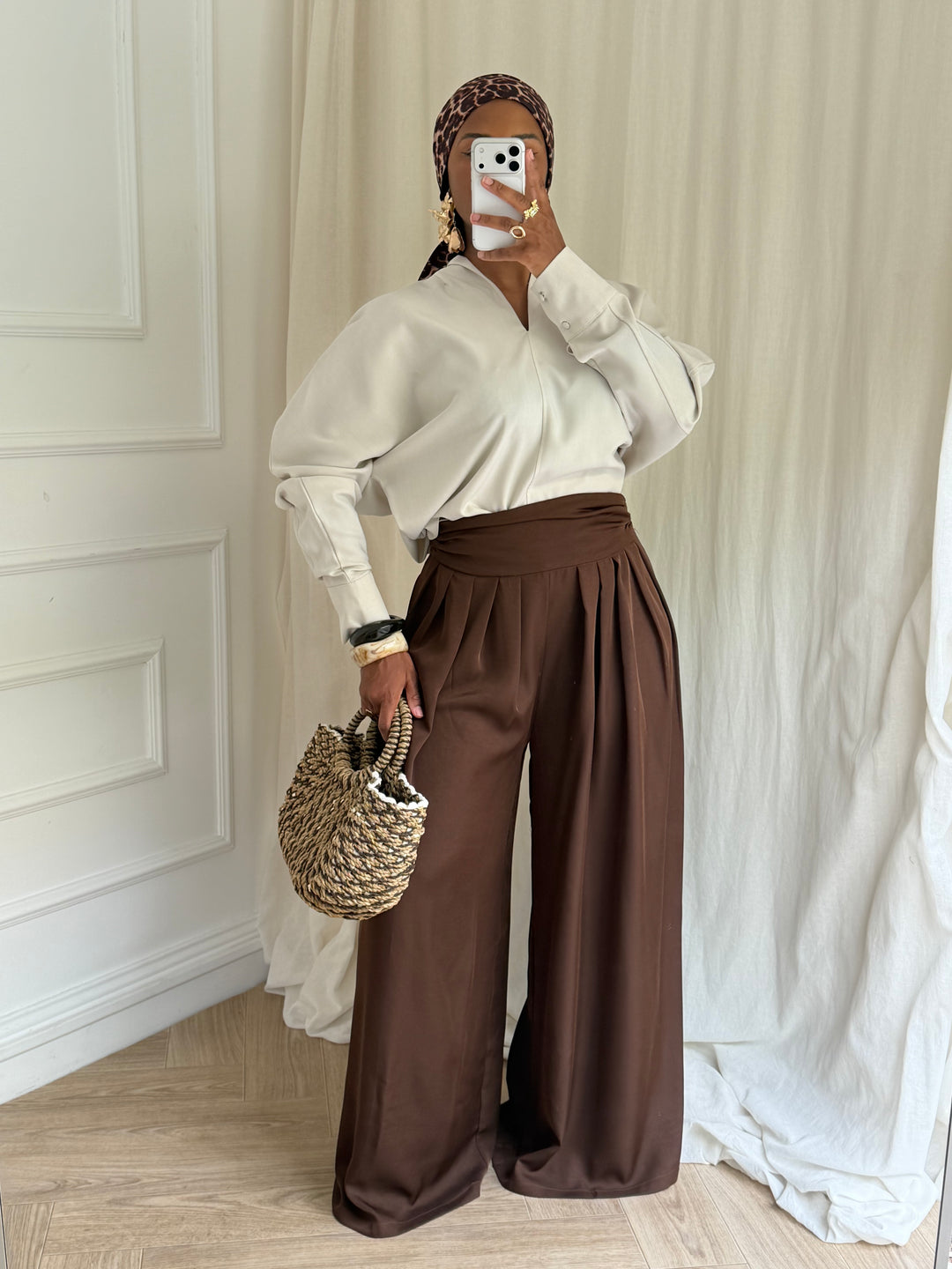 PANTALON LARGE MARRON
